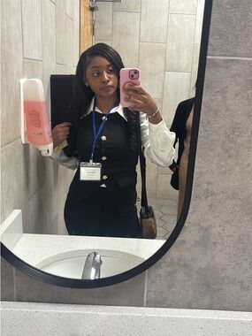 Black Buttoned Vest with Gold pearls